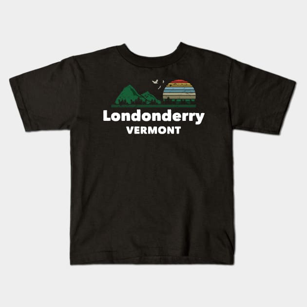 Mountain Sunset Flying Birds Outdoor Londonderry Vermont Kids T-Shirt by greenrepublicmerch